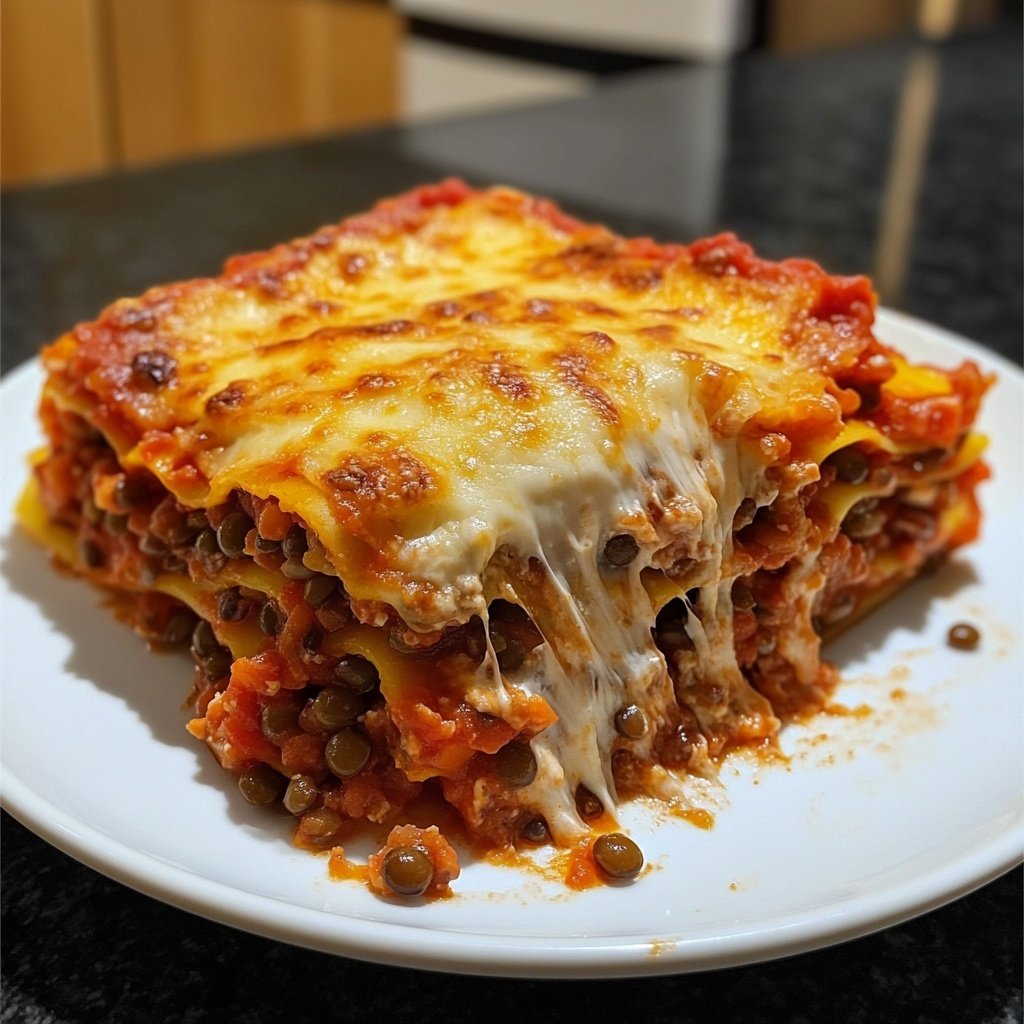Lasagne mit Linsen-Tomatensauce
