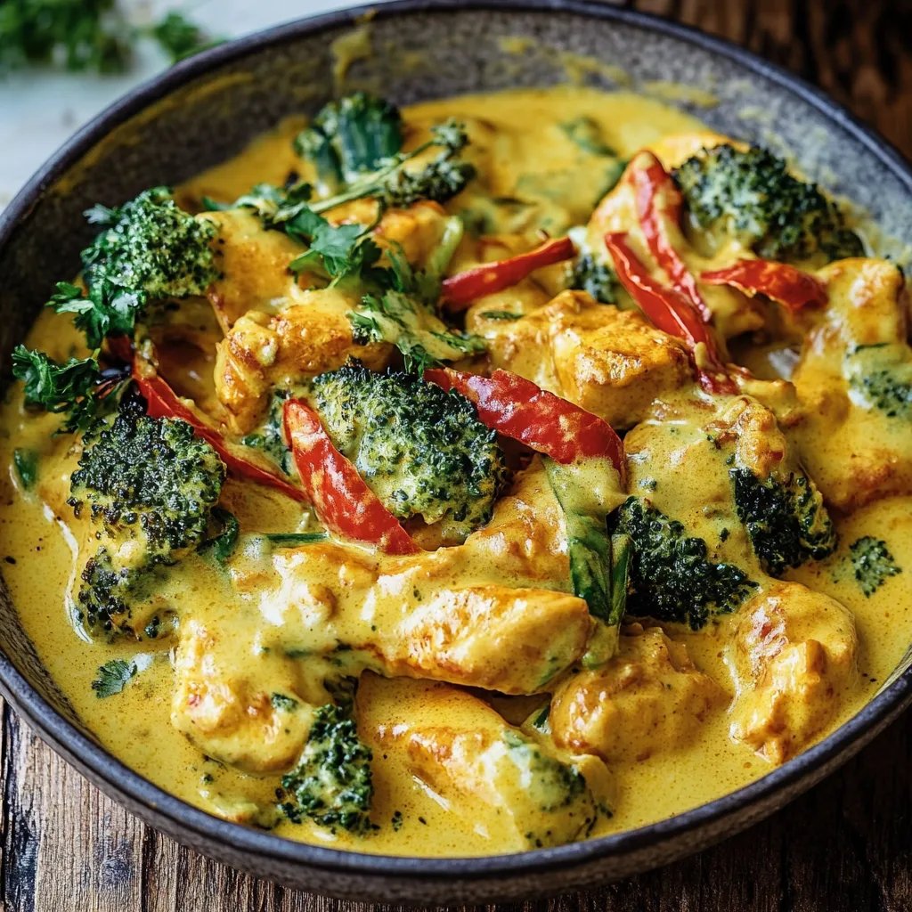 Hähnchencurry mit Brokkoli und Reis