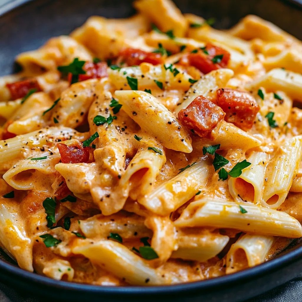 Nudeln mit Hähnchen in Paprikasoße